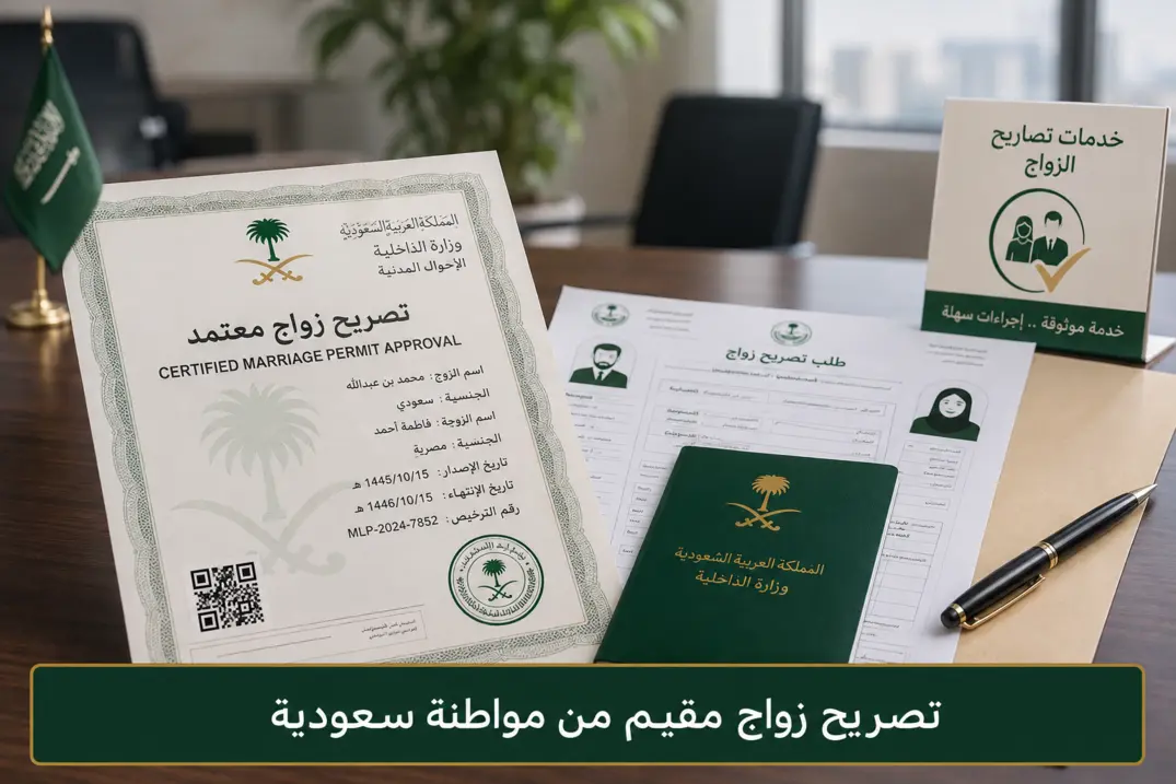استخراج تصريح زواج مقيم من مواطنه